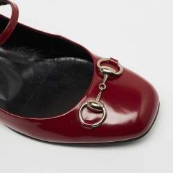 Gucci Burgundy Leather Horsebit Mary Jane Flats Size 39.5