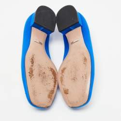Pre Owned Gucci Blue Satin Interlocking G Ballet Flats Size 39
