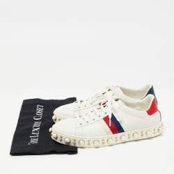 Gucci White Leather Pearl Embellished New Ace Sneakers Size 38.5