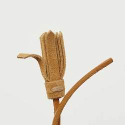 Pre Owned Gucci Mustard Suede Fringe Ankle Length Boots Size 36.5 