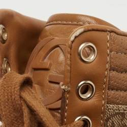 Gucci Brown GG Canvas and Leather Lace Up High Top Sneakers Size 36.5
