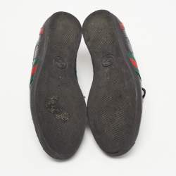 Gucci Black Guccissima Leather Web Ace Sneakers Size 37