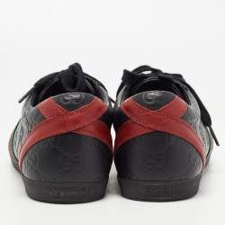 Gucci Black Guccissima Leather Web Ace Sneakers Size 37