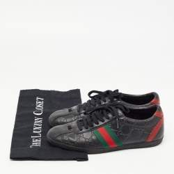 Gucci Black Guccissima Leather Web Ace Sneakers Size 37