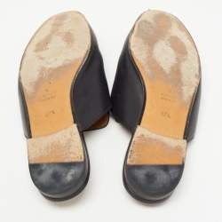 Pre Owned Gucci Black Leather Princetown Mules Size 37.5  