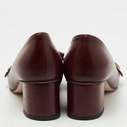 Gucci Burgundy Leather GG Marmont Fringe Pumps Size 38