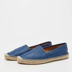 Pre Owned Gucci Blue Leather Guccissima Espadrilles Flats Size 39