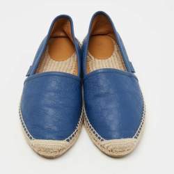 Pre Owned Gucci Blue Leather Guccissima Espadrilles Flats Size 39