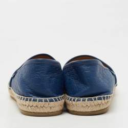 Pre Owned Gucci Blue Leather Guccissima Espadrilles Flats Size 39