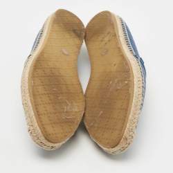 Pre Owned Gucci Blue Leather Guccissima Espadrilles Flats Size 39