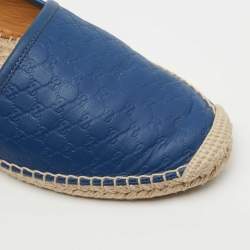 Pre Owned Gucci Blue Leather Guccissima Espadrilles Flats Size 39