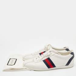 Gucci White Guccissima Leather Web Detail Low Top Sneakers Size 38.5
