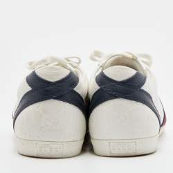 Gucci White Guccissima Leather Web Detail Low Top Sneakers Size 38.5