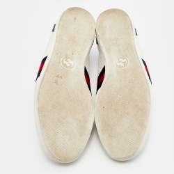 Gucci White Guccissima Leather Web Detail Low Top Sneakers Size 38.5