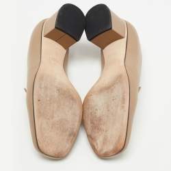 Gucci Beige Leather Horsebit Block Heel Loafer Pumps Size 40