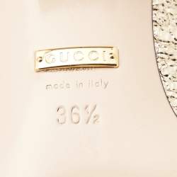 Pre Owned Gucci Gold Laminated Leather Double G Fringe Pumps Size 36.5