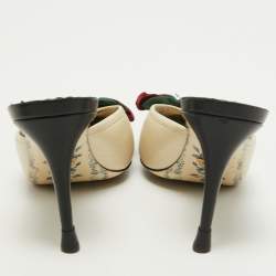 Gucci Black Leather Sackville Web Bow Mule Sandals Size 41