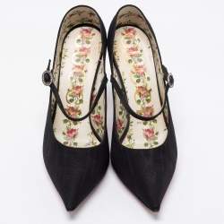 Gucci Black Fabric Virginia Mary Jane Pumps Size 36.5