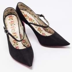 Gucci Black Fabric Virginia Mary Jane Pumps Size 36.5