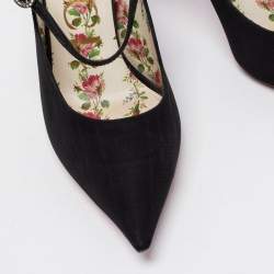 Gucci Black Fabric Virginia Mary Jane Pumps Size 36.5