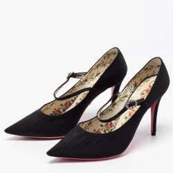 Gucci Black Fabric Virginia Mary Jane Pumps Size 36.5