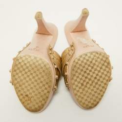 Gucci Gold Guccissima Leather Icon Bit Clog Size 36 