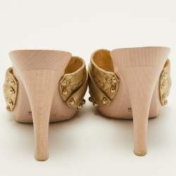 Gucci Gold Guccissima Leather Icon Bit Clog Size 36 