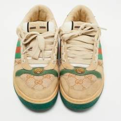 Gucci  Multicolor Nubuck Leather and Canvas Screener Sneakers Size 39