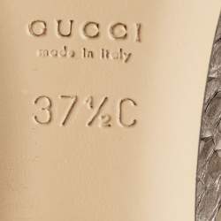مملوكة مسبقًا Gucci Metallic Bronze Python Leather Horsebit Peep Toe Pumps Size 37.5