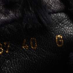 Pre Owned Gucci Black Guccissima Leather and Fur Trim Cada High Top Sneakers Size 40