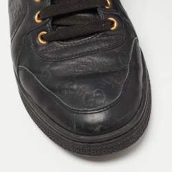 Pre Owned Gucci Black Guccissima Leather and Fur Trim Cada High Top Sneakers Size 40