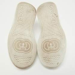 Pre Owned Gucci White Leather GG Embossed Perforated Leather Trainers Sneakers Size 36