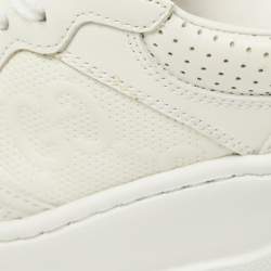 Pre Owned Gucci White Leather GG Embossed Perforated Leather Trainers Sneakers Size 36