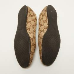 Gucci Beige/Brown GG Canvas Round Toe Ballet Flats Size 38