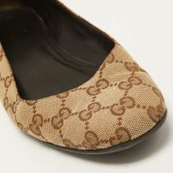 Gucci Beige/Brown GG Canvas Round Toe Ballet Flats Size 38