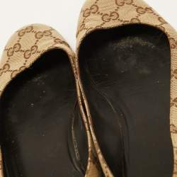Gucci Beige/Brown GG Canvas Round Toe Ballet Flats Size 38