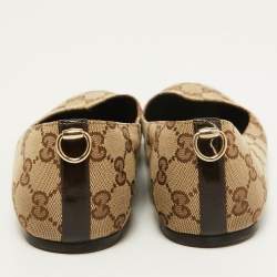 Gucci Beige/Brown GG Canvas Round Toe Ballet Flats Size 38