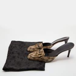 Gucci Beige/Brown GG Canvas and Leather Horsebit Mules Size 39