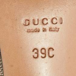 Gucci Beige/Brown GG Canvas and Leather Horsebit Mules Size 39