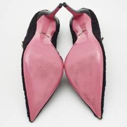 Pre Owned Gucci Black Lace Virginia Mary Jane Pumps Size 39.5