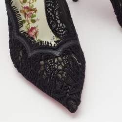 Pre Owned Gucci Black Lace Virginia Mary Jane Pumps Size 39.5