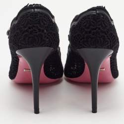 Pre Owned Gucci Black Lace Virginia Mary Jane Pumps Size 39.5