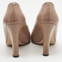 Pre Owned Gucci Dusty Pink Patent Leather Interlocking G Peep Toe Pumps Size 37.5