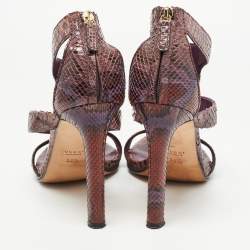 Gucci Multicolor Python  GG Logo Ankle Strap Sandals Size 38.5