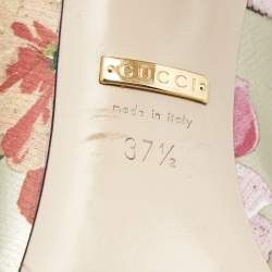 Pre Owned Gucci Multicolor Floral Leather Block Heel Pumps Size 37.5 