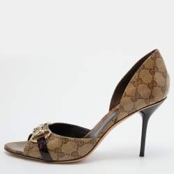 Vintage Gucci Monogram Horsebit Shoes Heeled Pumps 