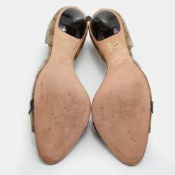 Pre Owned Gucci Beige/Brown GG Crystal Canvas Horsebit D'orsay Pumps Size 41