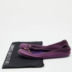 Pre Owned Gucci Purple Leather Tassel Ballet Flats Size 35