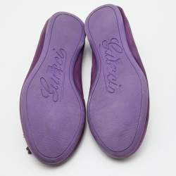 Pre Owned Gucci Purple Leather Tassel Ballet Flats Size 35