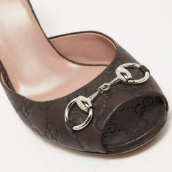 Gucci Dark Brown Guccissima Leather Horsebit Slide Sandals Size 38.5